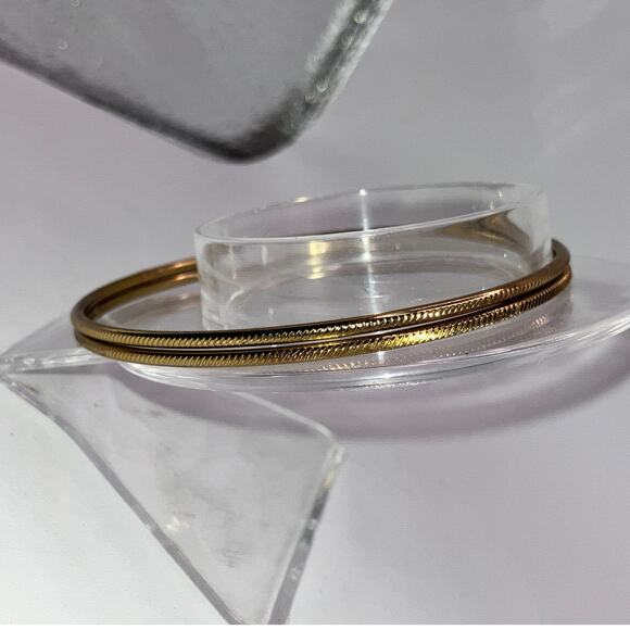 Two Textured Thin Gold-Tone 2.75" Bangles! - Picture 2 of 6
